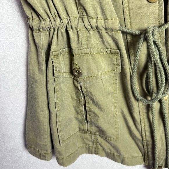 C’est Toi Women’s Olive Green Utility Vest Anorak Relaxed Fit Waist Tie Soft L - Picture 7 of 11